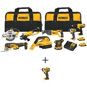 20V MAX Cordless 8 Tool Combo Kit, 20V MAX Cordless 3/8 in. Impact Wrench, and (2) 20V 2.0Ah Batteries