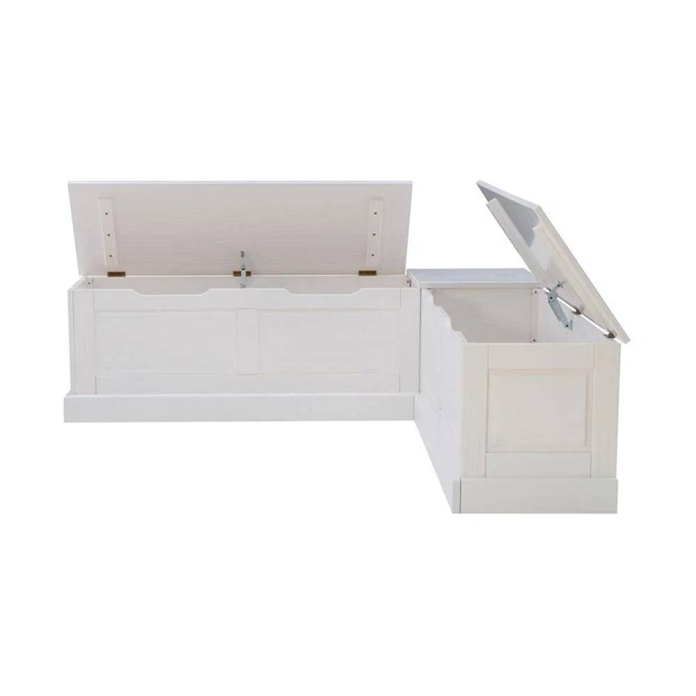 Pemberly Row Natural White Wood Nook With Green Polyester Fabric Cushions