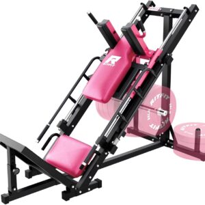 RitFit Leg Press Hack Squat Machine, Professional Adjustable Leg Press Machine for Home Gym with Linear Bearing, Specialty Hack Squat Machine for Full Lower Body Workout with Weight Storage, Pink