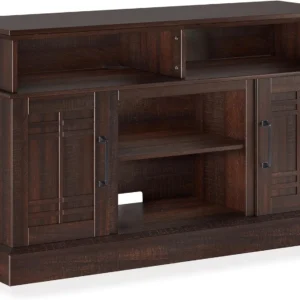 Modern 48" Farmhouse Wood TV Stand & Media Entertainment Center Console Table for TVs up to 50 Inch with Open Storage Shelves & Cabinets - Norrell (Espresso)