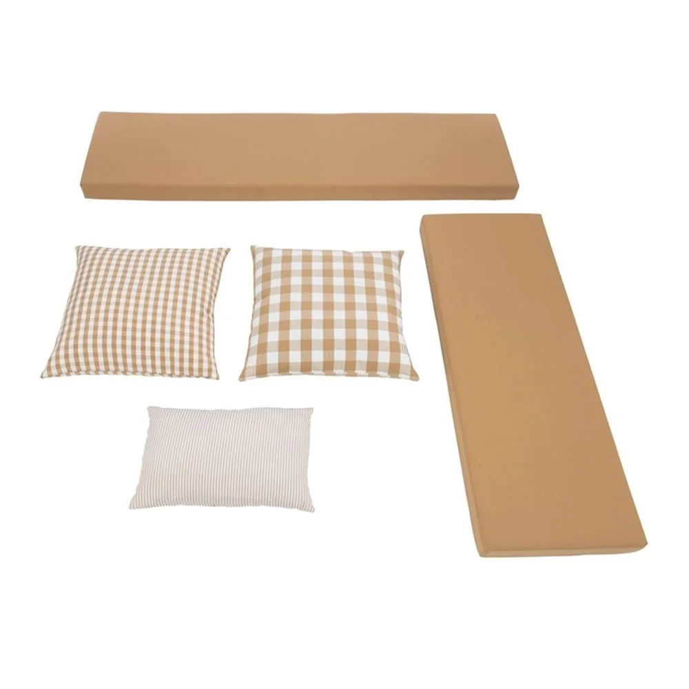 Pemberly Row Natural White Wood Nook With Green Polyester Fabric Cushions