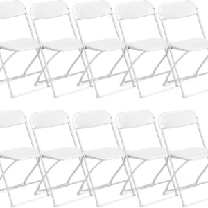 Ktaxon 10 Pack Commercial Plastic Folding Chairs Stackable Wedding Party Chairs for Adults, White