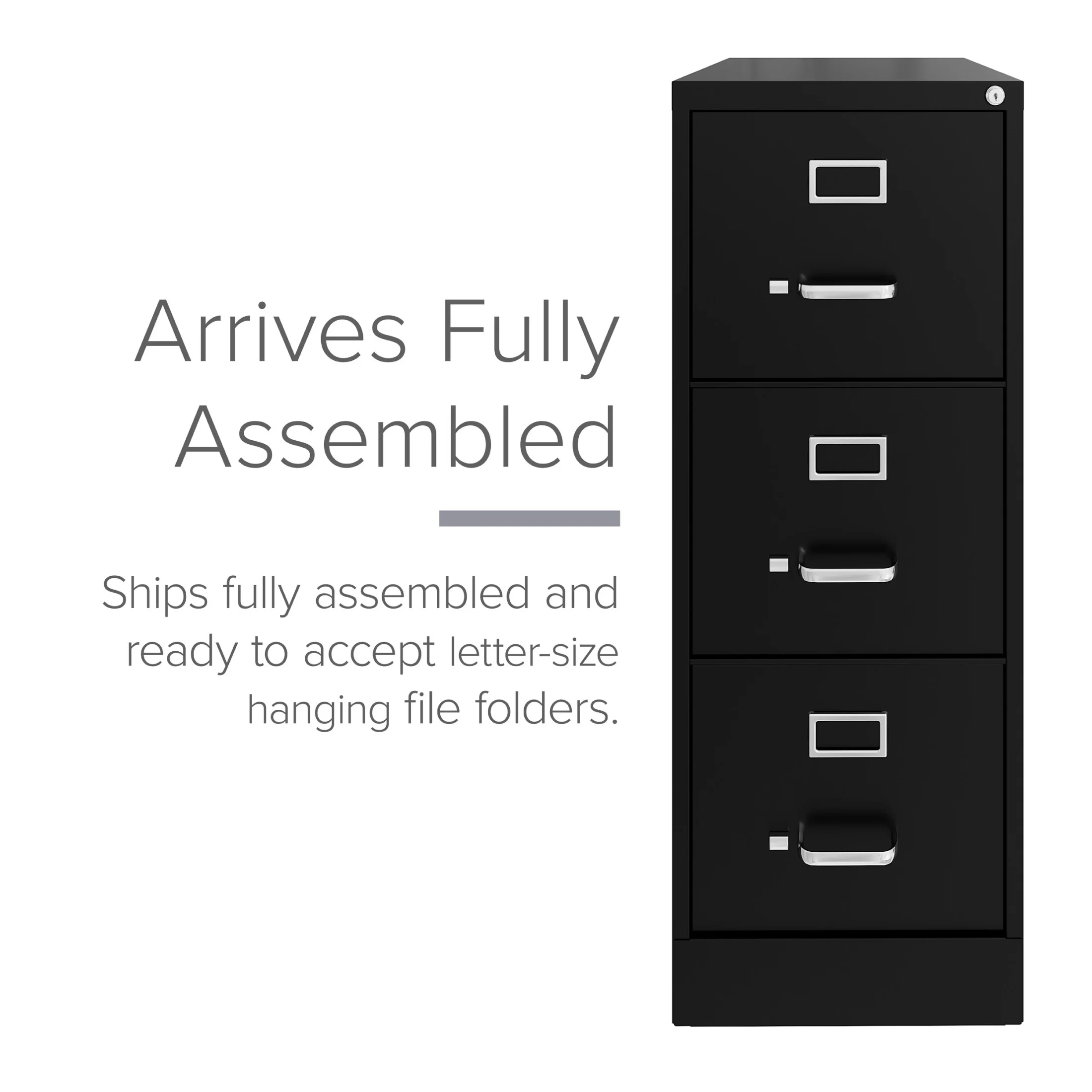 Hirsh 22" Deep 3 Drawer Letter Width Vertical File Cabinet, Commercial Grade, Gray