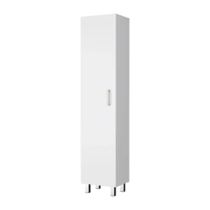 FM FURNITURE Clarno Tall Storage Cabinet, Single Door with Broom Hangers ,White