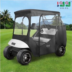 10L0L 2 Passenger Golf Cart Enclosures Fit EZGO TXT RXV, Waterproof Driving Cover Black Golf Cart Accessories