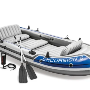 Intex Excursion 5, 5-Person Inflatable Boat Set with Aluminum Oars and High O...