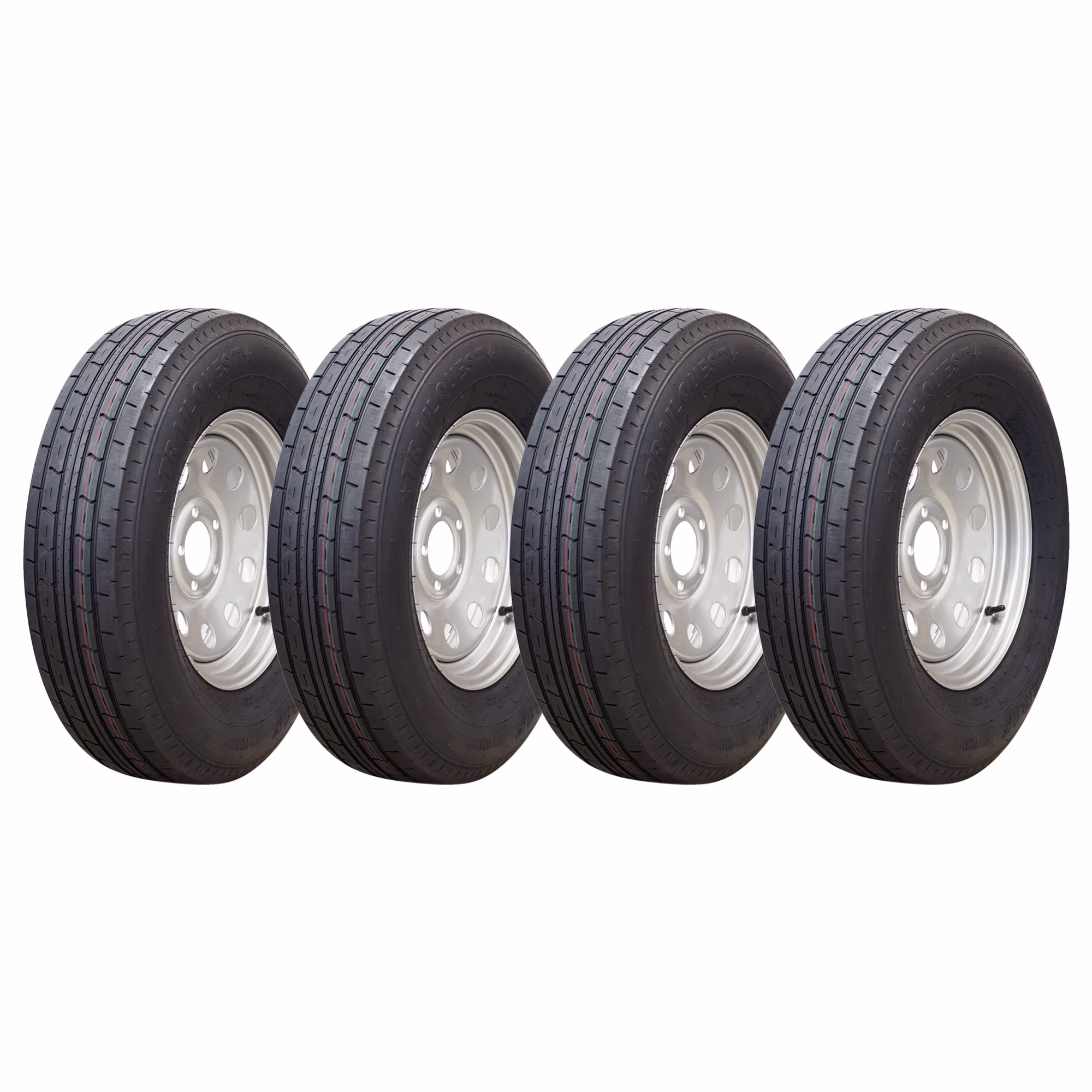 Trailquest 15" 10 ply Radial Trailer Tire & Wheel - ST 225/75R15 5 Lug (Silver Mod), 5x5 Bolt Pattern