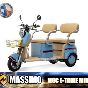 Massimo MGC E-Trike 3-Wheel Electric Cart – 17 MPH, 2-Seater Adult Scooter – Blue
