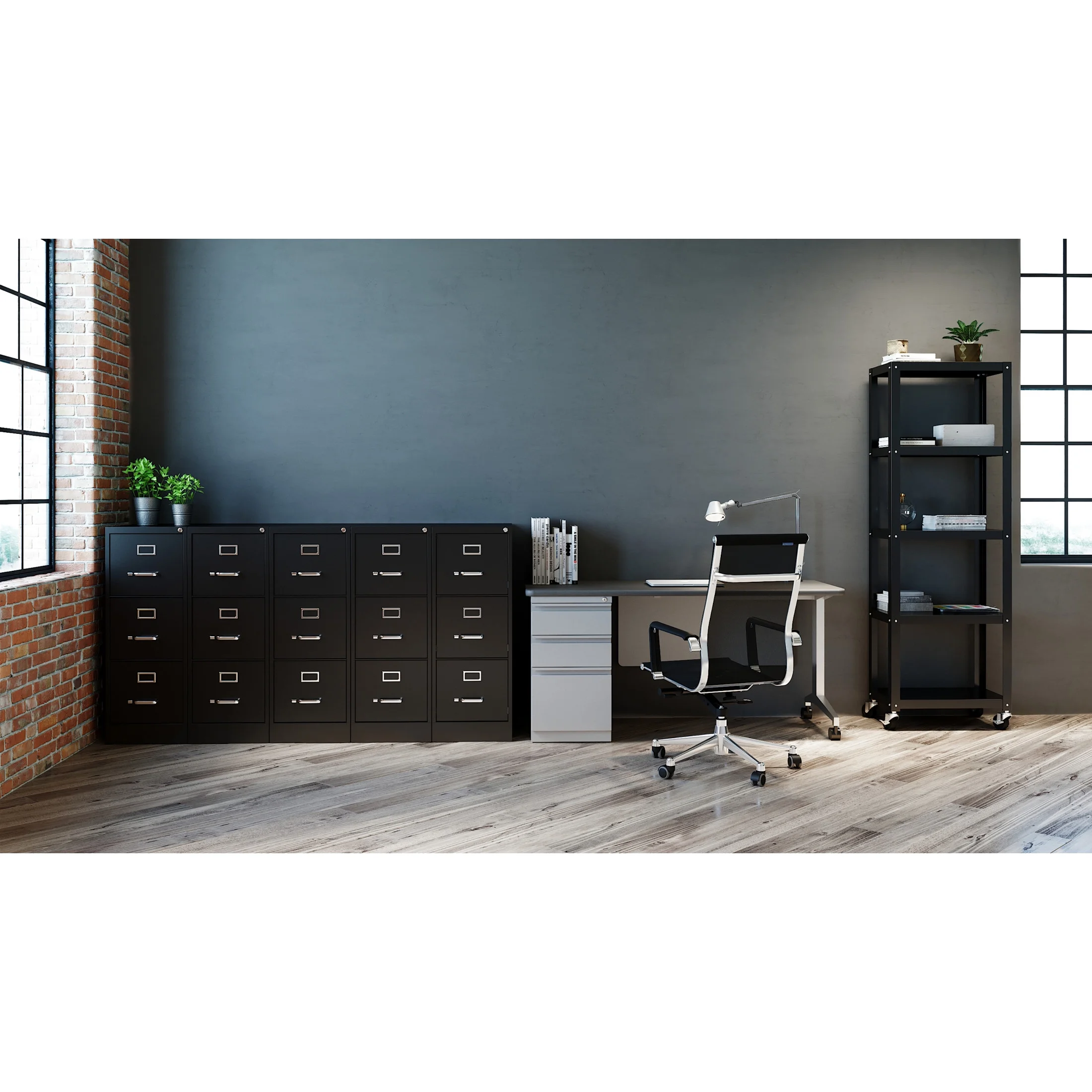 Hirsh 22" Deep 3 Drawer Letter Width Vertical File Cabinet, Commercial Grade, Gray