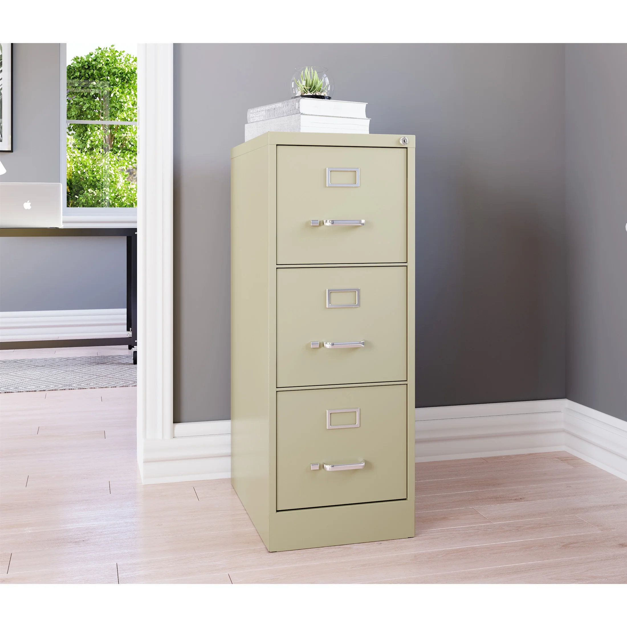 Hirsh 22" Deep 3 Drawer Letter Width Vertical File Cabinet, Commercial Grade, Gray