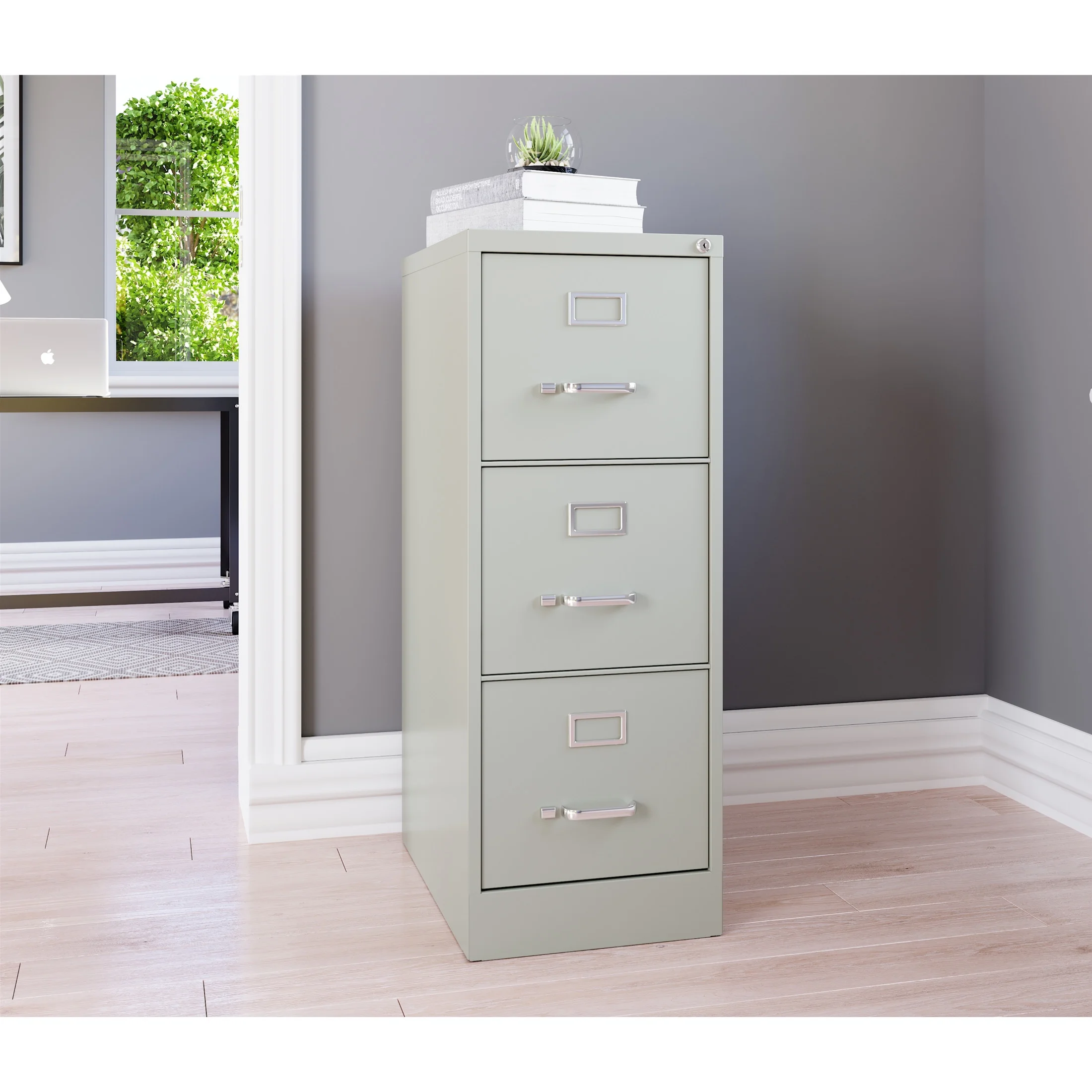 Hirsh 22" Deep 3 Drawer Letter Width Vertical File Cabinet, Commercial Grade, Gray