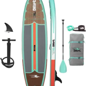 Drift Aero Inflatable Stand Up Paddle Board - SUP Paddle Board & Accessories, Including Pump, Paddle, and More - Classic Woodgrain, Adult, 10'8"