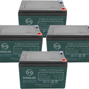4PCS 6-DZM-12 12V 12AH Rechargeable Battery for Electric Bike Scooter Go Kart 6"(L) x 4"(W) x 4"(H)