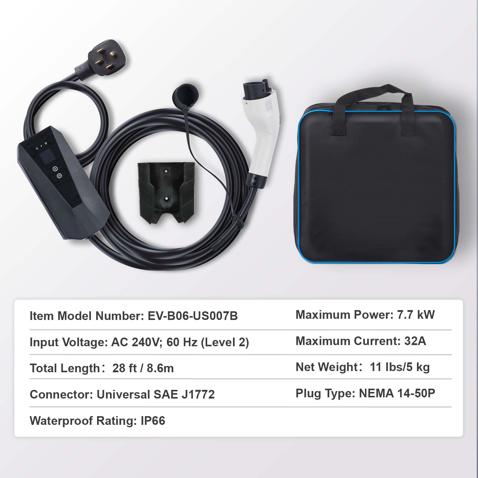 BENTISM EV-B06-US007B Universal SAE J1772 Portable EV Car Charger