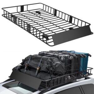 Naipo Roof Rack Cargo Basket,500 lb,64"x39"x6"Extendable Roof Luggage Holder Rack with 4 U-Bolts for SUV/RV,Camping