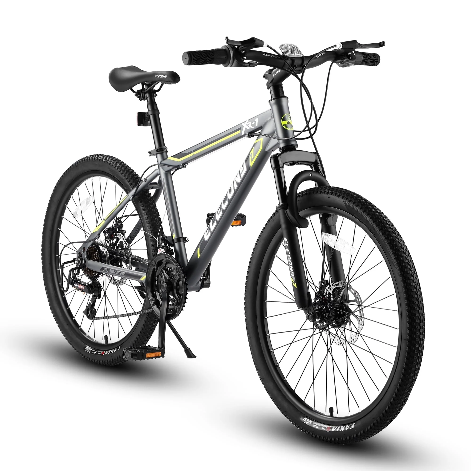 Clearance! Saver100 24 Inch Mountain Bike Boys Girls, Steel Frame, Shimano 21 Speed Mountain Bicycle with Daul Disc Brakes and Front Suspension MTB